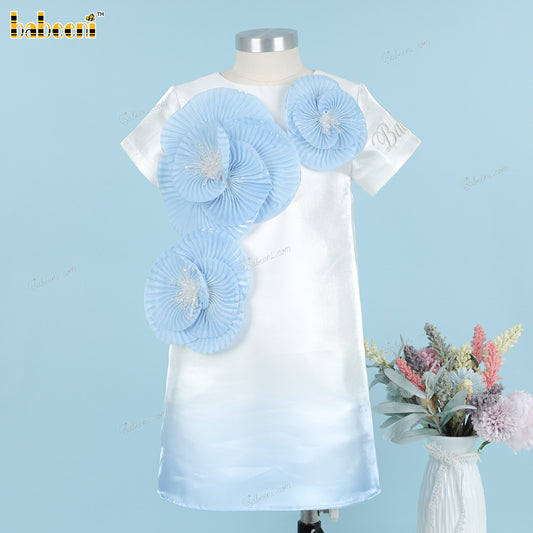 Girl Taffeta Dress And Blue Flower - DR3798