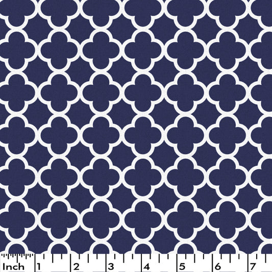 BN15 - Navy Quatrefoil Fabric - in stock 810m