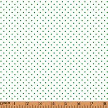 K135- White with tiny green dot printed 4.0 knit fabric