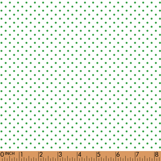 K135- White with tiny green dot printed 4.0 knit fabric