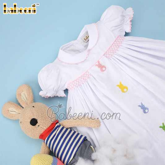 Bunny hand embroidery smocked Easter dress – DR 3344