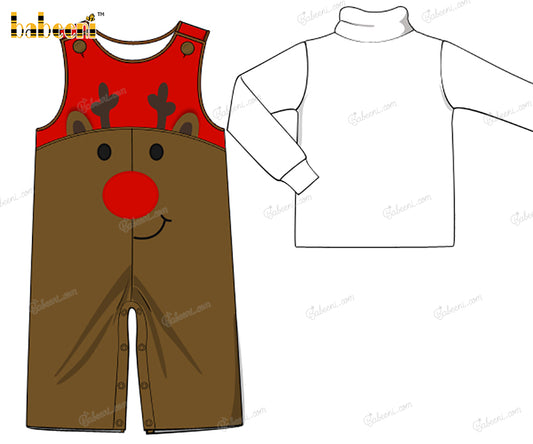 Boy Shortall Reindeer Embroidered - BC1293