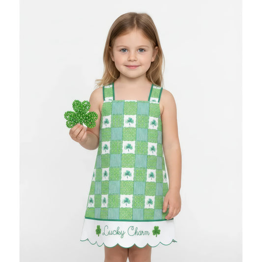 DR4658 - Shamrock Patchwork Scallop Dress