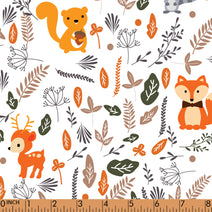 K371- Fox, deer in fall leaves knit printing 4.0