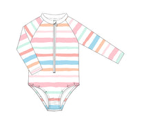 S118- Multi pastel color stripe rash guard printing 4.0