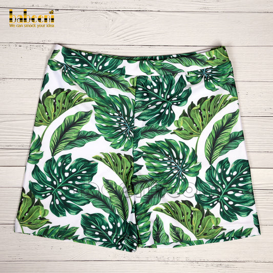 Nice tropical forest leaves boy swim shorts for daddy-FWD 05