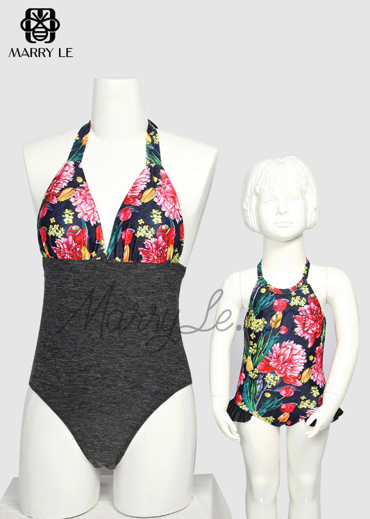 FLORAL SPLICE MATCHING SWIMWEAR FOR MOTHER AND DAUGHTER - MD503