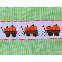 Exquisite pumpkin truck smocked longalls for boys- BC 666