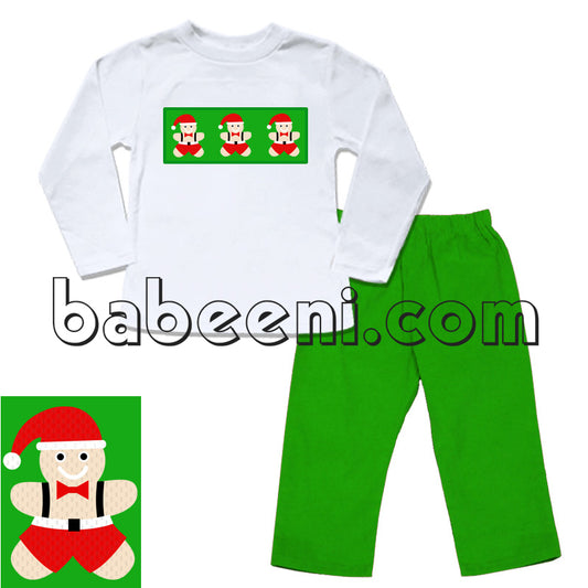 Boy gingerbread smocked pant set - BC 565