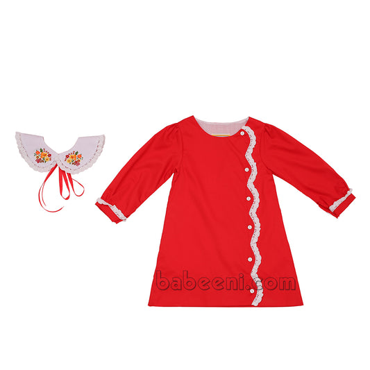 Little Girl Hand-Embroidery Red Dress -DR 2935