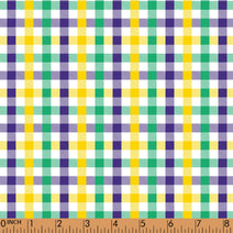 K344- purple, yellow, green check knit printing 4.0