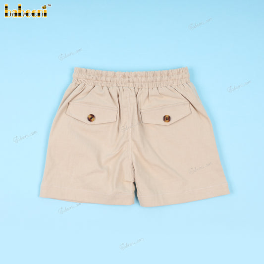 Beige Color Corded Shorts For Boy - BT89