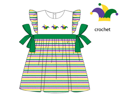 K340- yellow, green, purple knit printing 4.0