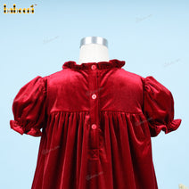 Honeycomb Smocking Dress Red With Bow Left For Girl - DR3585