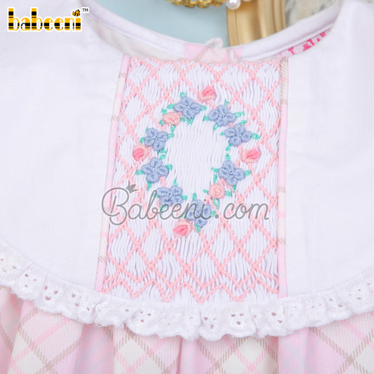 Lovely little girl bib collar smocked dress - DR 3243A