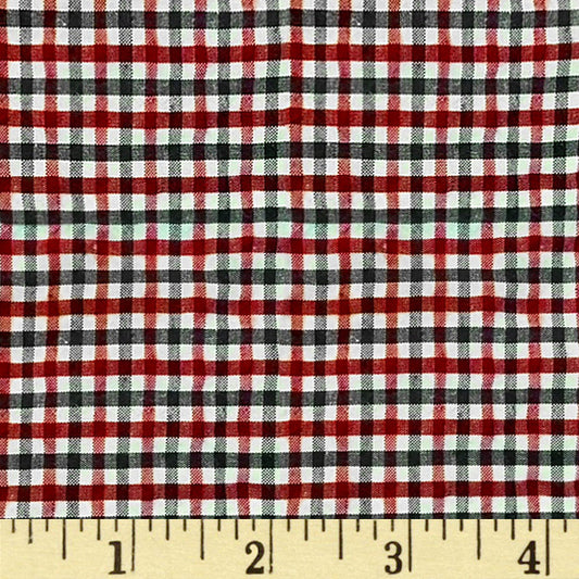 XB10 - Red black gingham seersucker