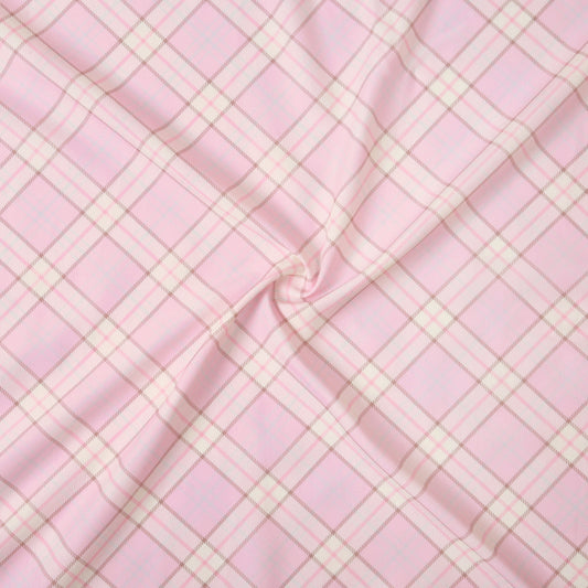 F69- Pink, Khaki plaid woven printed 4.0 fabric