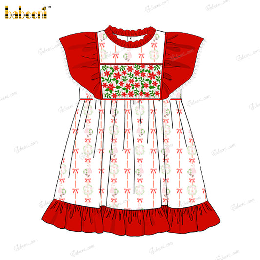 Girl Dress Christmas Theme Embroidered - DR4039