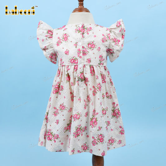 Plain Dress In White With Huge Red Floral For Girl - DR3553