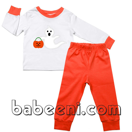 Cute Boo and pumpkin appliqued knit loungewear - KN113