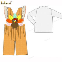 Girl Outfit With Huge Turkey Embroidered  - DR4014