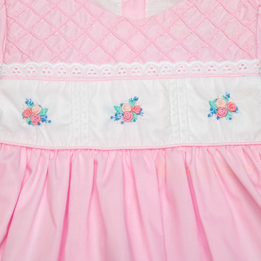 Poetic pintuck embroidered pink dress  - DR 2986