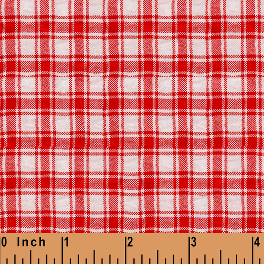 XB41- Red plaid seersucker