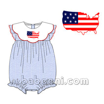 Stunning American map embroidery bubble for little girl  - DR 2651