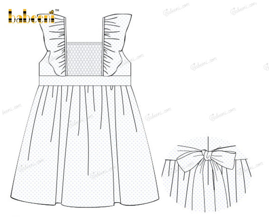 Honeycomb Smocking Dress In White Belt For Girl - DR3577