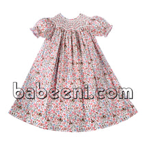 Beautiful girl geometric smocked dress floral - DR 2535