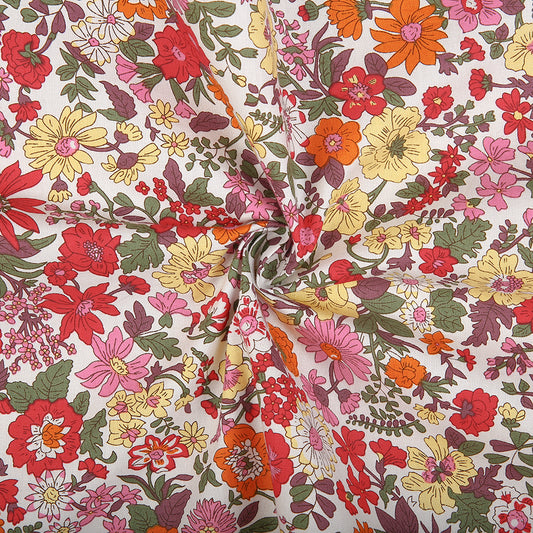 F215- Virtural pink, Sunshine yellow floral fabric printing in 4.0