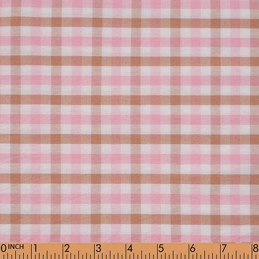 M73- Tan and Pink plaid fabric
