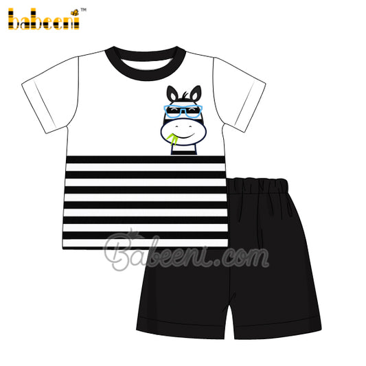 Zebra applique boy 2 piece set  – BC 1068