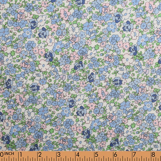 F37- tiny blue and pink floral  fabric