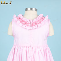 Girl Shirred Geometric Smocked Dress In Pink  - DR3801