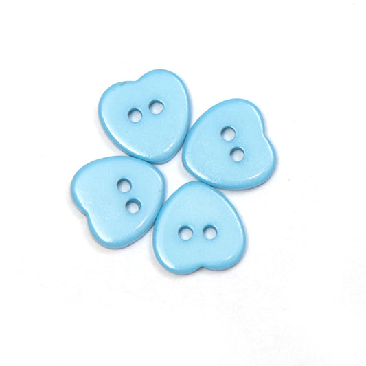 Blue heart plastic button