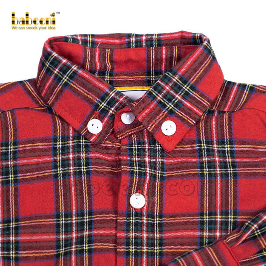 Vintage boy shirt red flannel plaid - TS 37