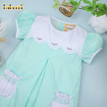 Sweet baby girl floral embroidered pocket mint dress - DR 3027