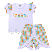 Beautiful circus smocked short set for girl - DR 2615