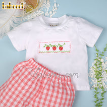 Strawberry hand smocked boy 2 piece set – BC 1024