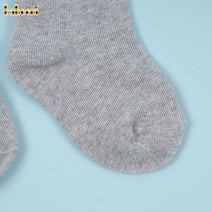 Kid Sock In Grey Nut Cracker Embroidered - HS37