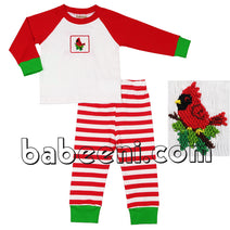 Cute cardinal smocked knit loungewear - KN 118