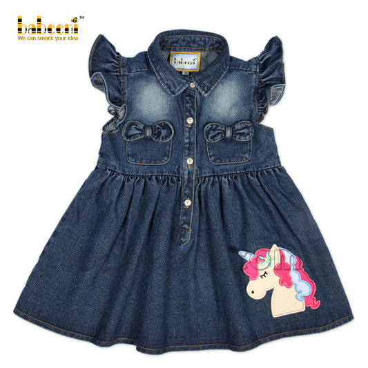 Pony embroidery denim dress - DC 15