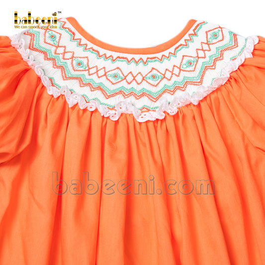 Mint and coral geometric smock coral dress - DR 3126