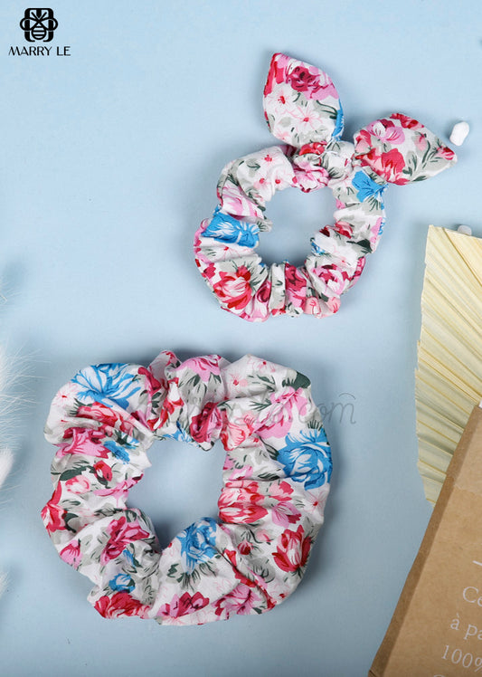 PRINTED ROSES FLOWER SCRUNCHIES - MD380