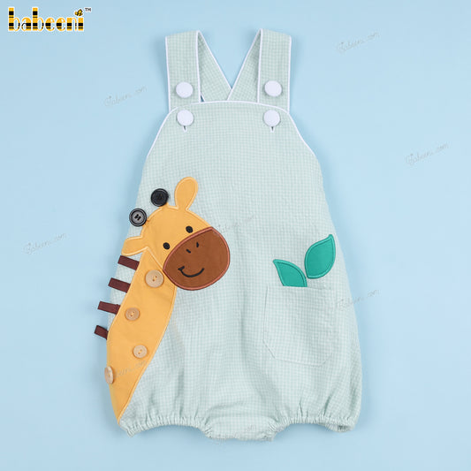 Boy Giraffe Applique Bubble - BC1185