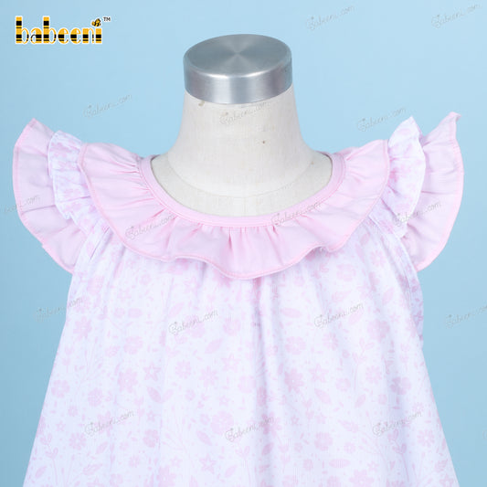 Machine Embroidery Bunny Dress In Pink For Girl - DR3636