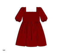 Honeycomb Smocking Dress In Red For Girl - DR3591