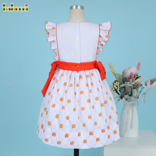 Pumpkin applique dress for girls - DR3895