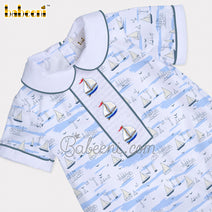 Sailboat embroidery baby bubble for little boys – BC 1004